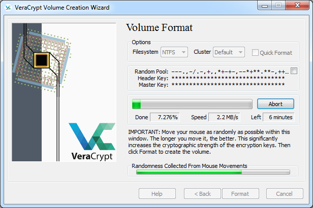 VeraCrypt 软件主界面截图 - 展示加密卷管理、挂载选项及加密算法设置